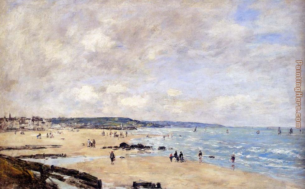 Beach at Trouville painting - Eugene Boudin Beach at Trouville art painting